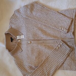 Talbots collated cardigan beige and cream with gold flecks
